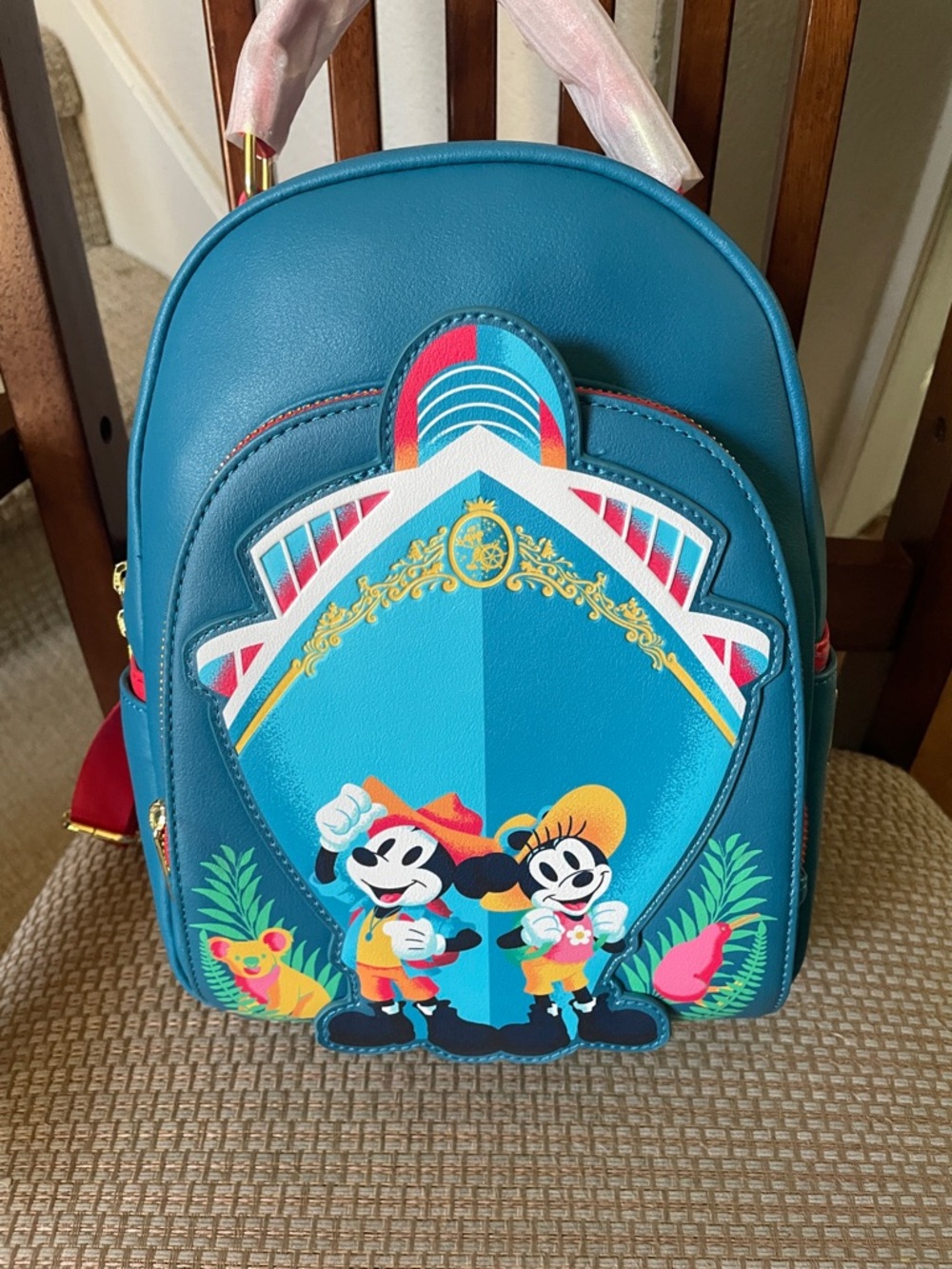 Loungefly Disney Cruise Line Teal Backpack with Mickey & Minnie Fiesta Design